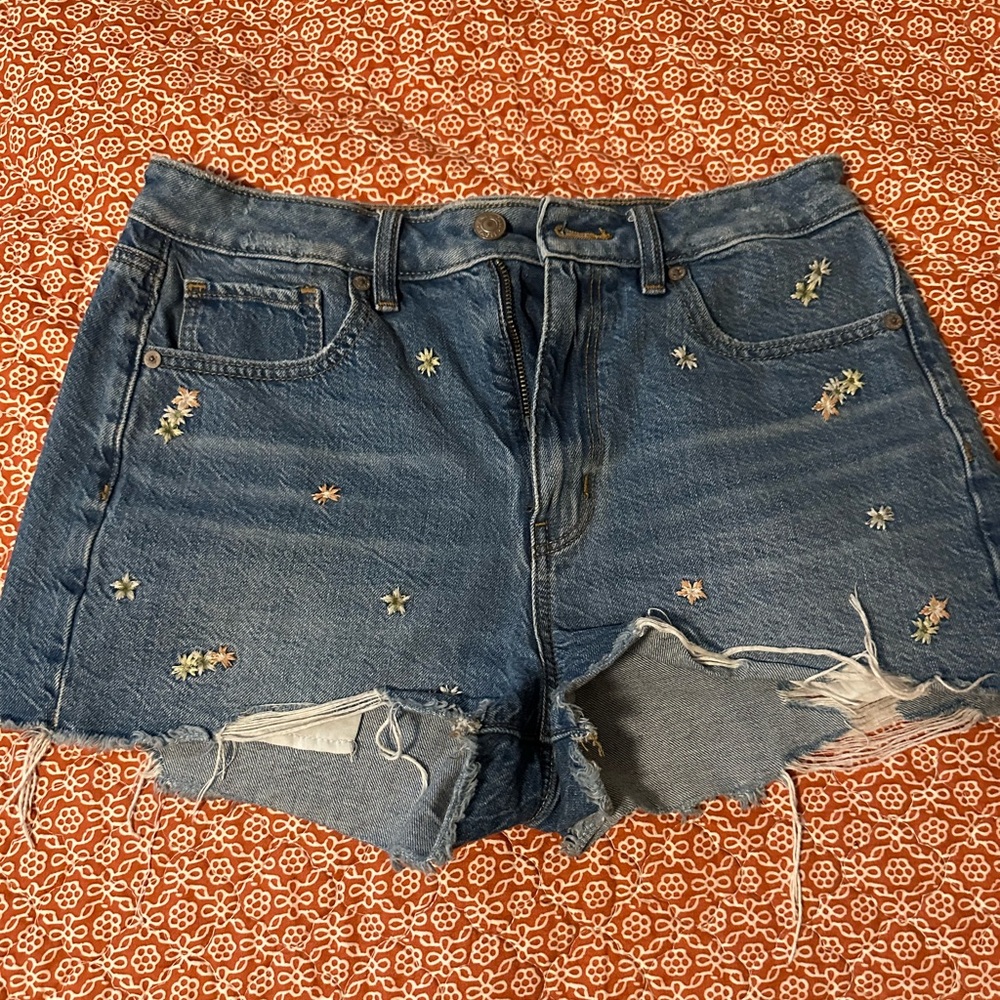 Floral denim shorts
